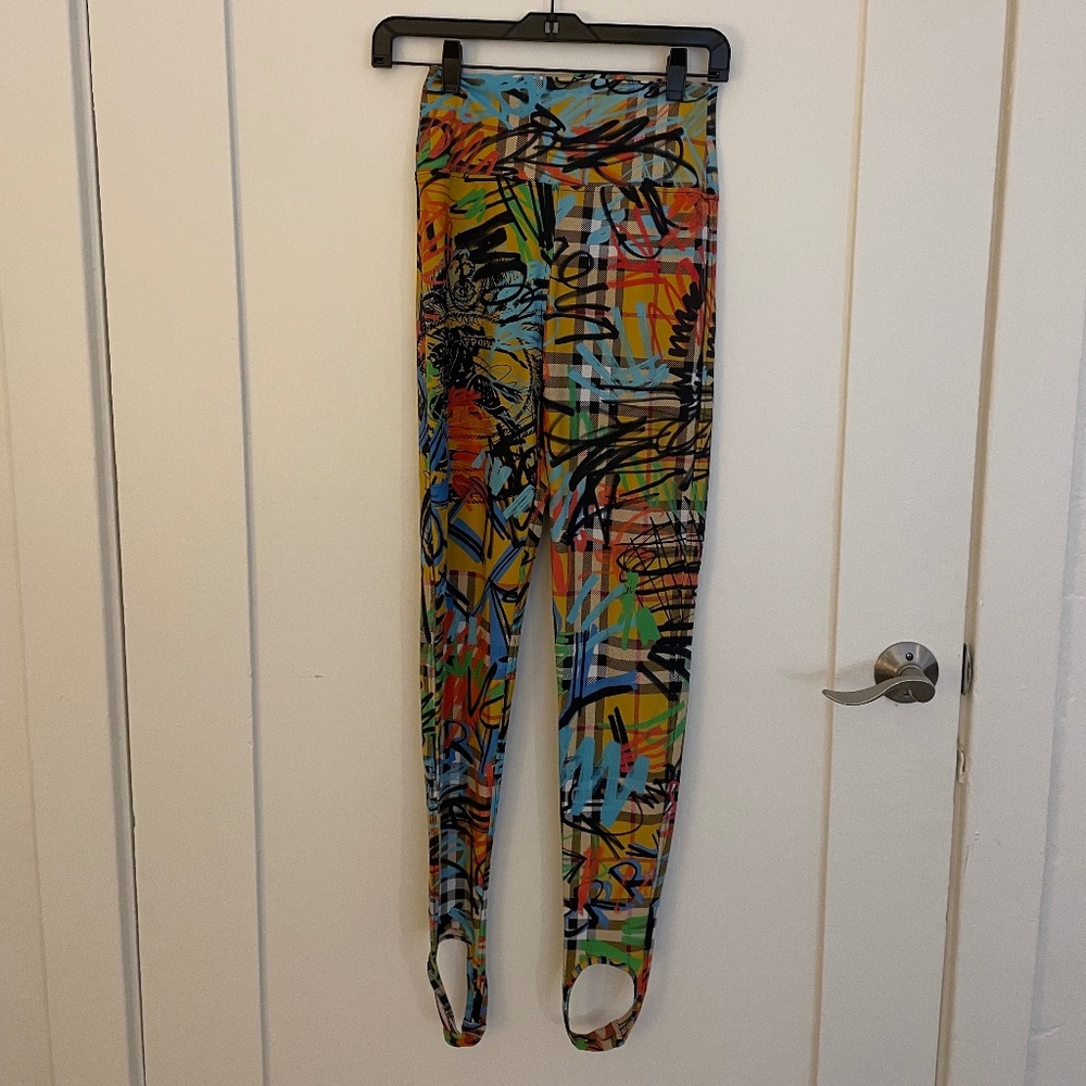 Burberry Graffiti Print Check Jersey Leggings